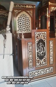 Mimbar Masjid Minimalis Ukir Kaligrafi Jati