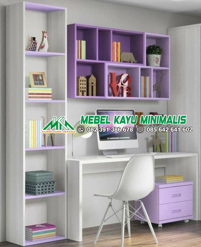 Meja Kerja dan Belajar Minimalis Warna Ungu