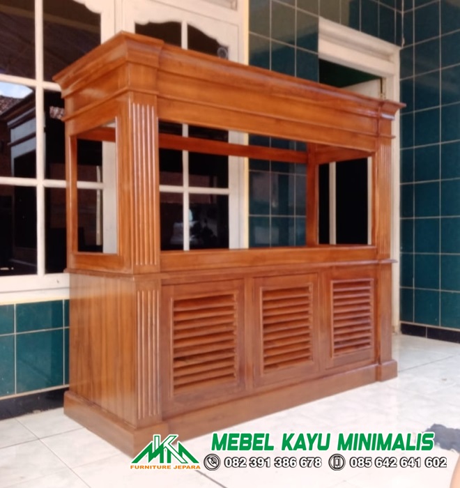 Bufet Tempat Aquarium Minimalis Jati