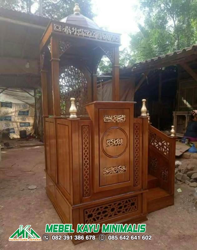 Model Mimbar Masjid Kayu Jati Minimalis