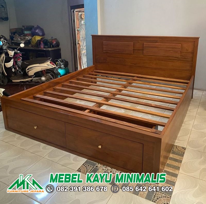 Tempat Tidur Minimalis Mewah Kayu Jati