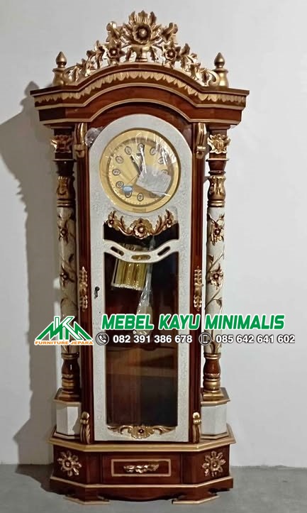 Lemari Jam Hias Ukir Mawar Jepara