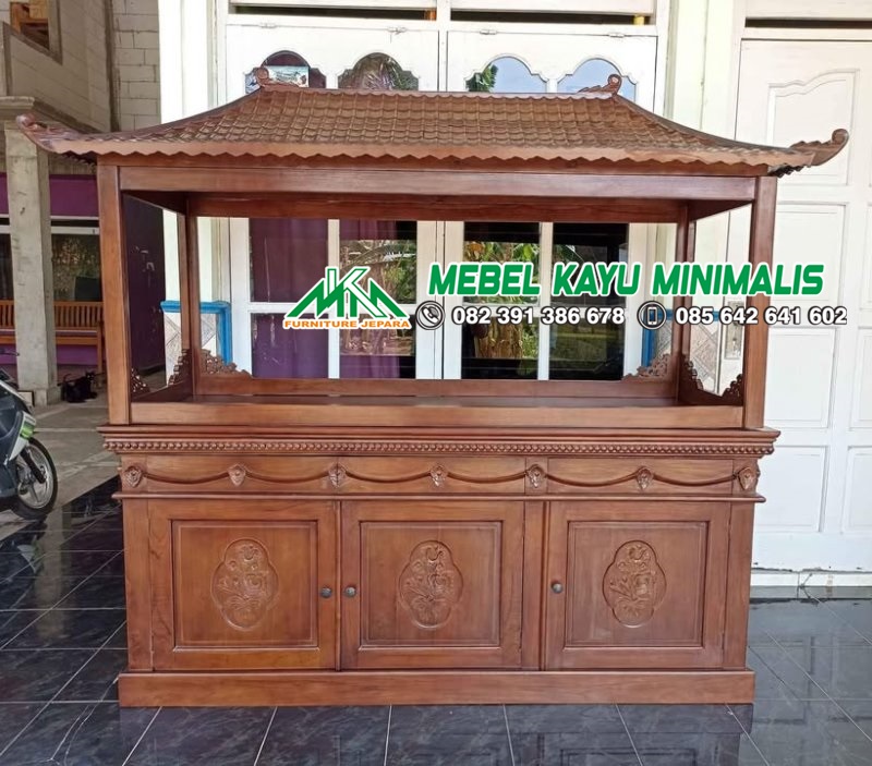 Bufet Aquarium 3 Pintu Ukir Jepara