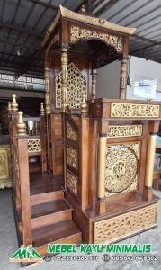 Mimbar Masjid Kubah Ukir Tangga Samping