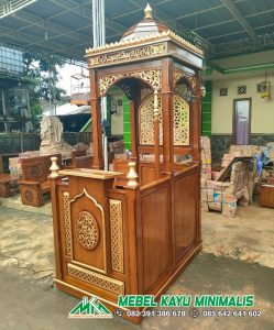 Mimbar Masjid Minimalis Mewah Kayu Jati
