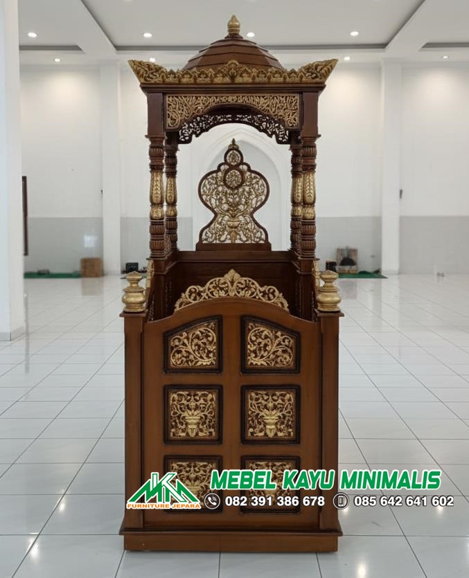 Mimbar Masjid Ukir Kubah Kayu Jati