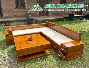 Kursi Tamu Kayu Jati Sudut Minimalis