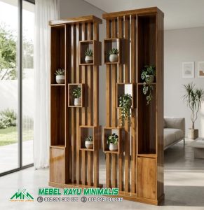Partisi Pembatas Ruang Kayu Jati Minimalis