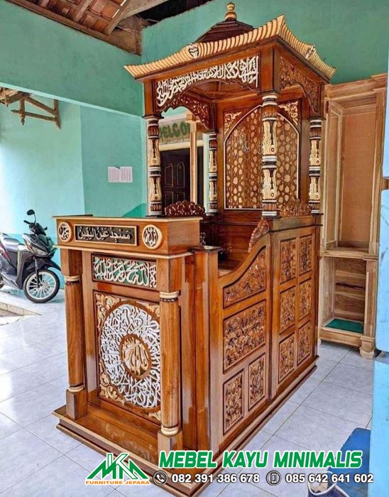 Mimbar Masjid Kubah Ukir Kaligrafi