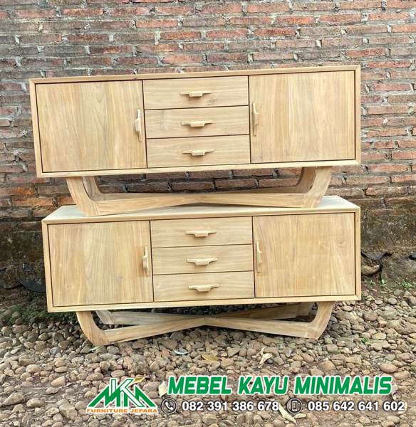 Bufet TV Jati Minimalis Retro